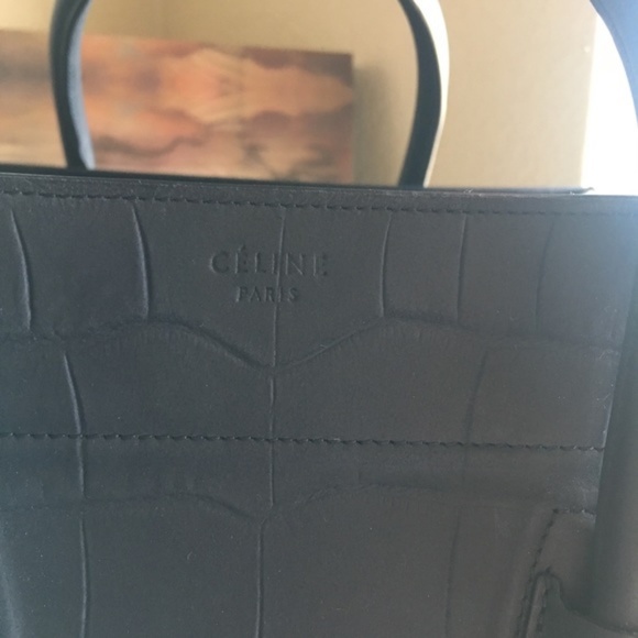 !!SOLD!! CELINE Navy Croc Embossed Phantom - Picture 2 of 8